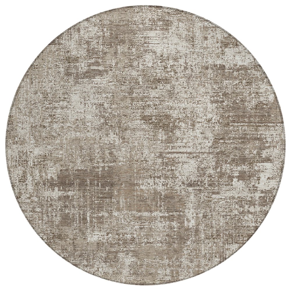 Machine Washable Indoor/Outdoor Chantille ACN2693 Brown 8' x 8' Round Rug. Picture 1