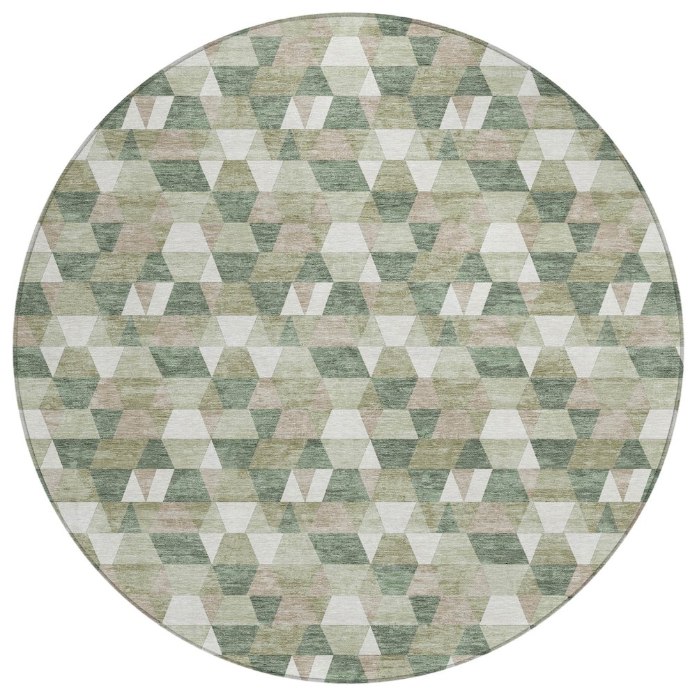 Machine Washable Indoor/Outdoor Chantille ACN2694 Green 8' x 8' Round Rug. Picture 1