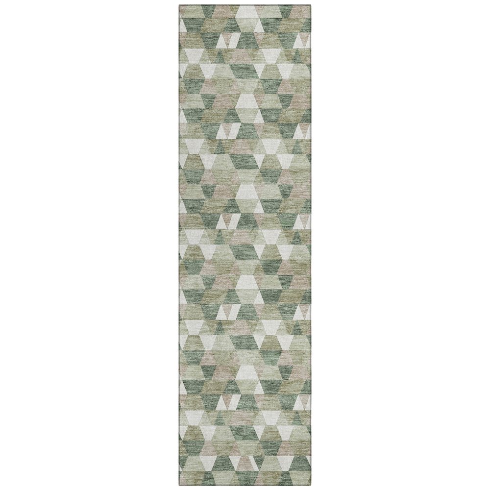 Machine Washable Indoor/Outdoor Chantille ACN2694 Green 2'3" x 7'6" Runner Rug. Picture 1