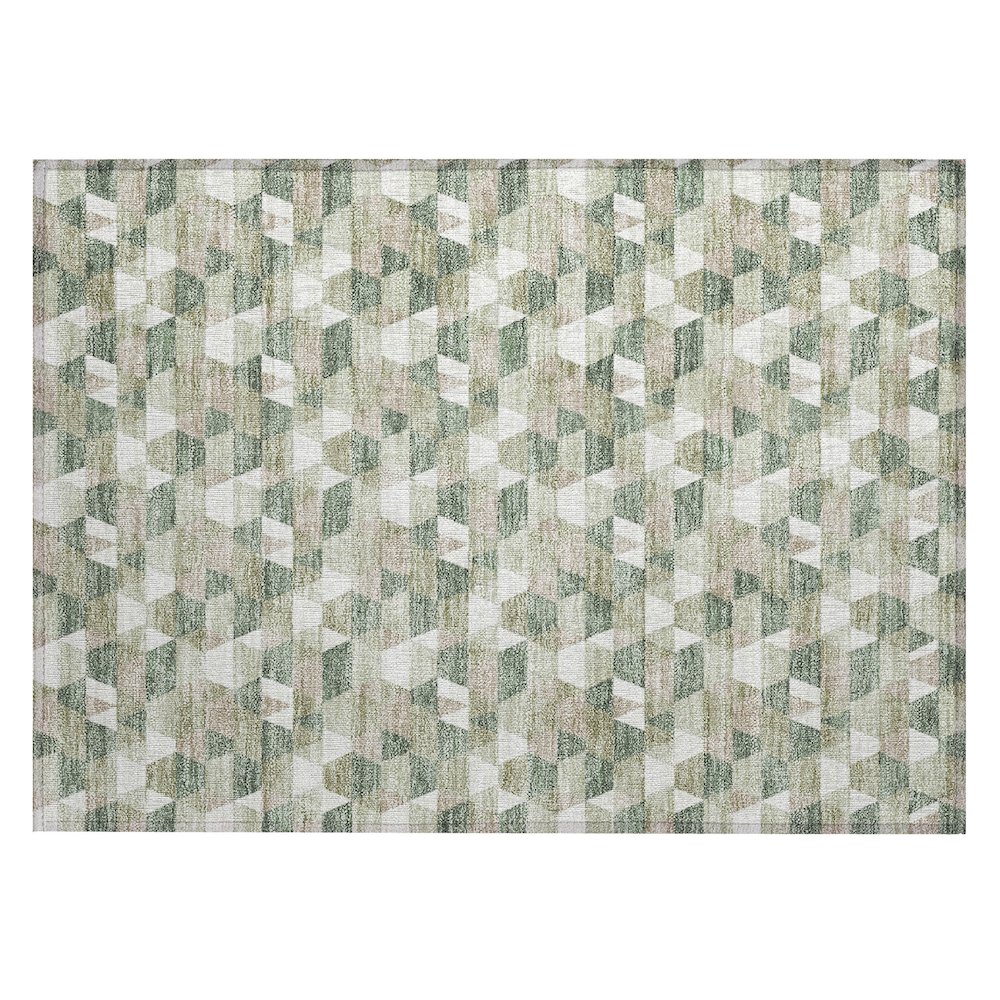 Machine Washable Indoor/Outdoor Chantille ACN2694 Green 1'8" x 2'6" Rug. Picture 1