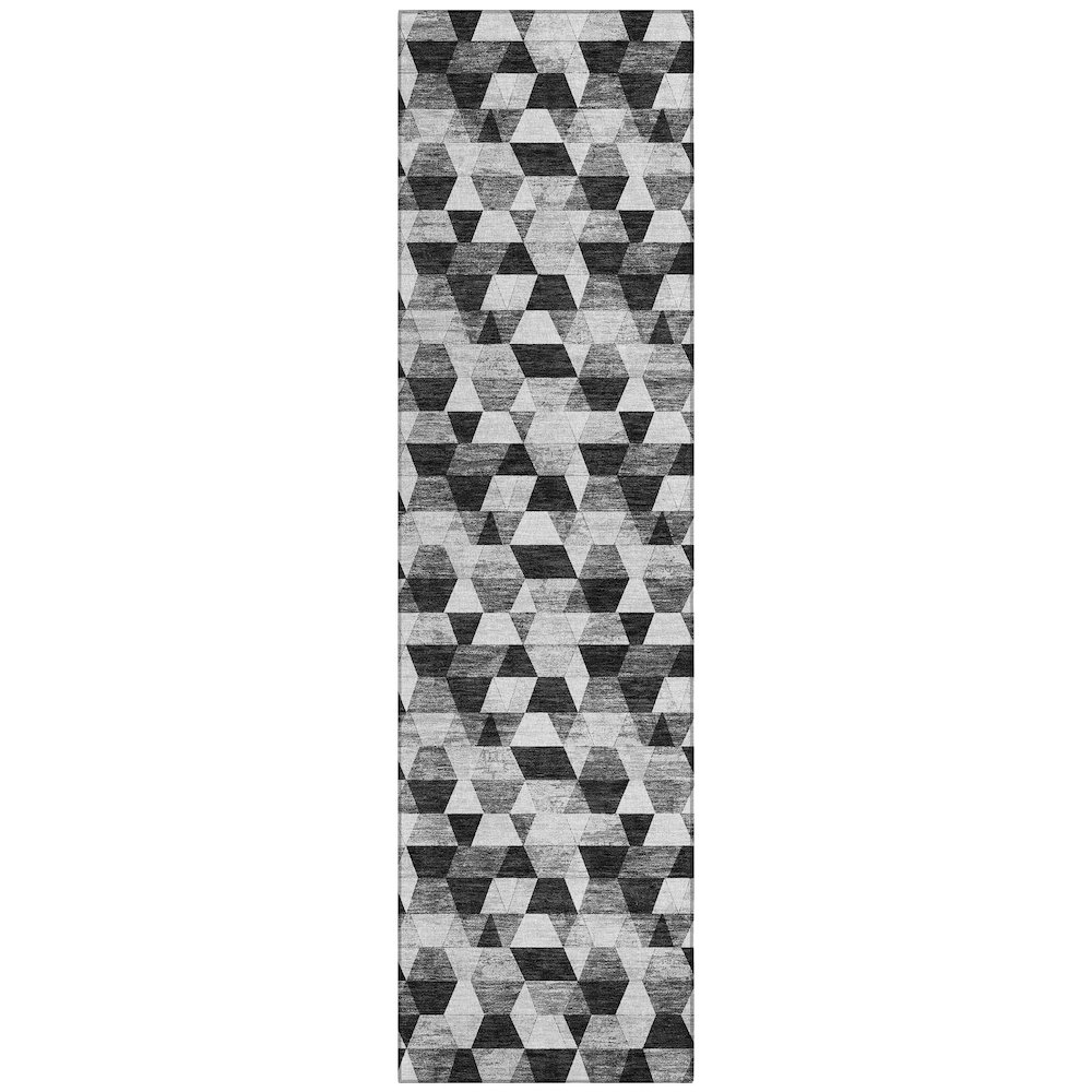 Machine Washable Indoor/Outdoor Chantille ACN2694 Black 2'3" x 7'6" Runner Rug. Picture 1