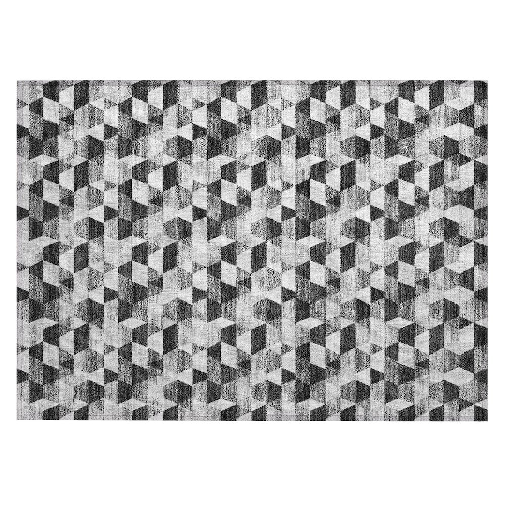 Machine Washable Indoor/Outdoor Chantille ACN2694 Black 1'8" x 2'6" Rug. Picture 1