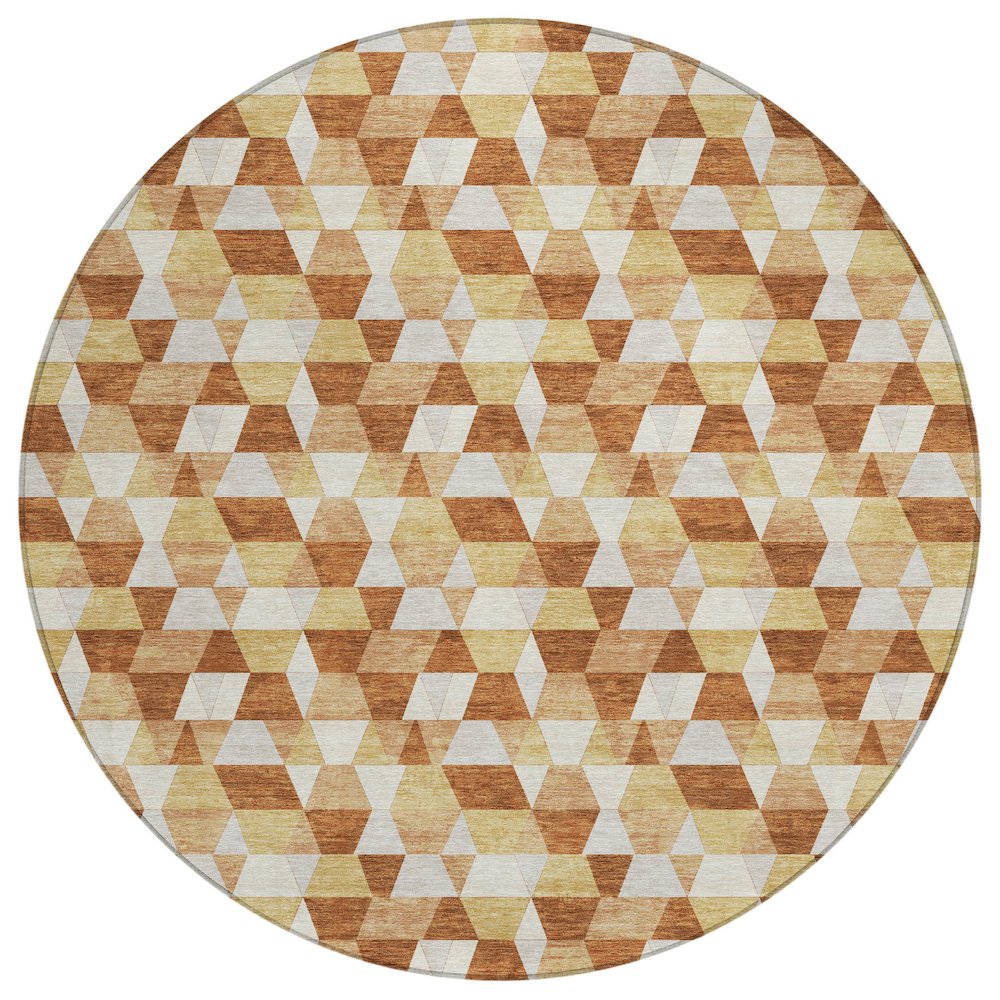 Machine Washable Indoor/Outdoor Chantille ACN2694 Orange 8' x 8' Round Rug. Picture 1