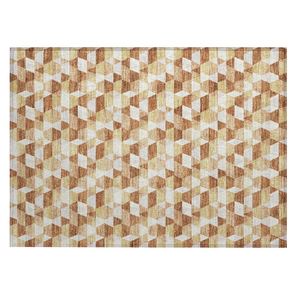Machine Washable Indoor/Outdoor Chantille ACN2694 Orange 1'8" x 2'6" Rug. Picture 1