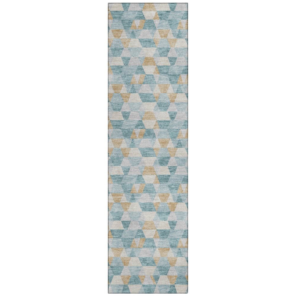 Machine Washable Indoor/Outdoor Chantille ACN2694 Teal 2'3" x 7'6" Runner Rug. Picture 1