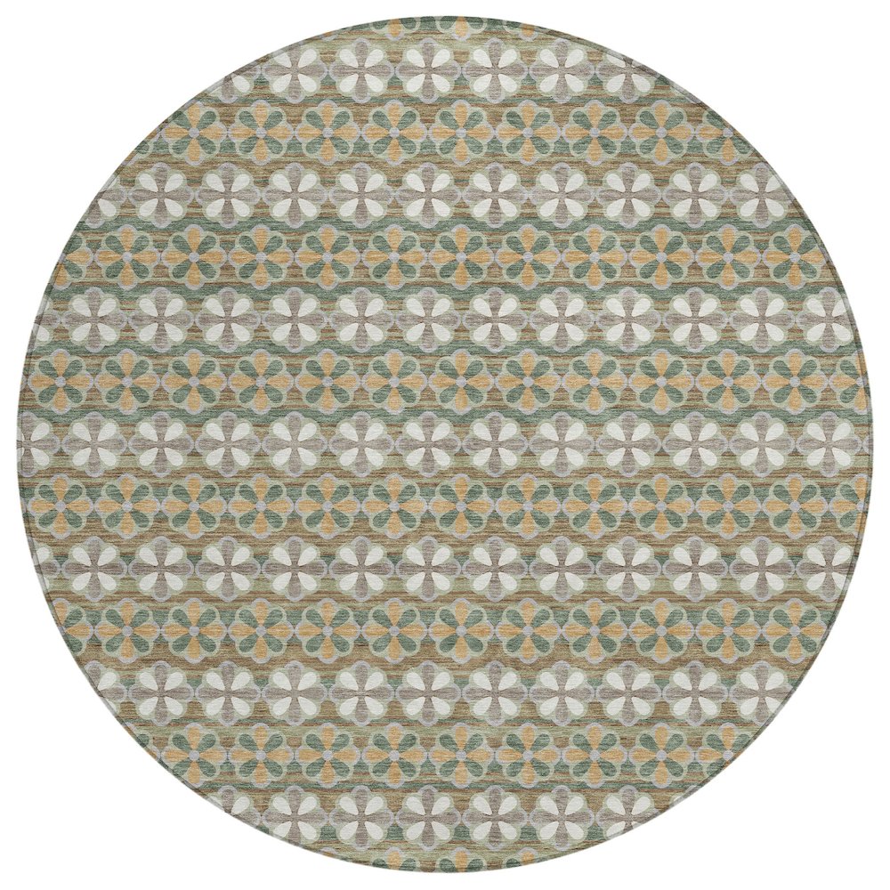 Machine Washable Indoor/Outdoor Chantille ACN2695 Green 8' x 8' Round Rug. Picture 1
