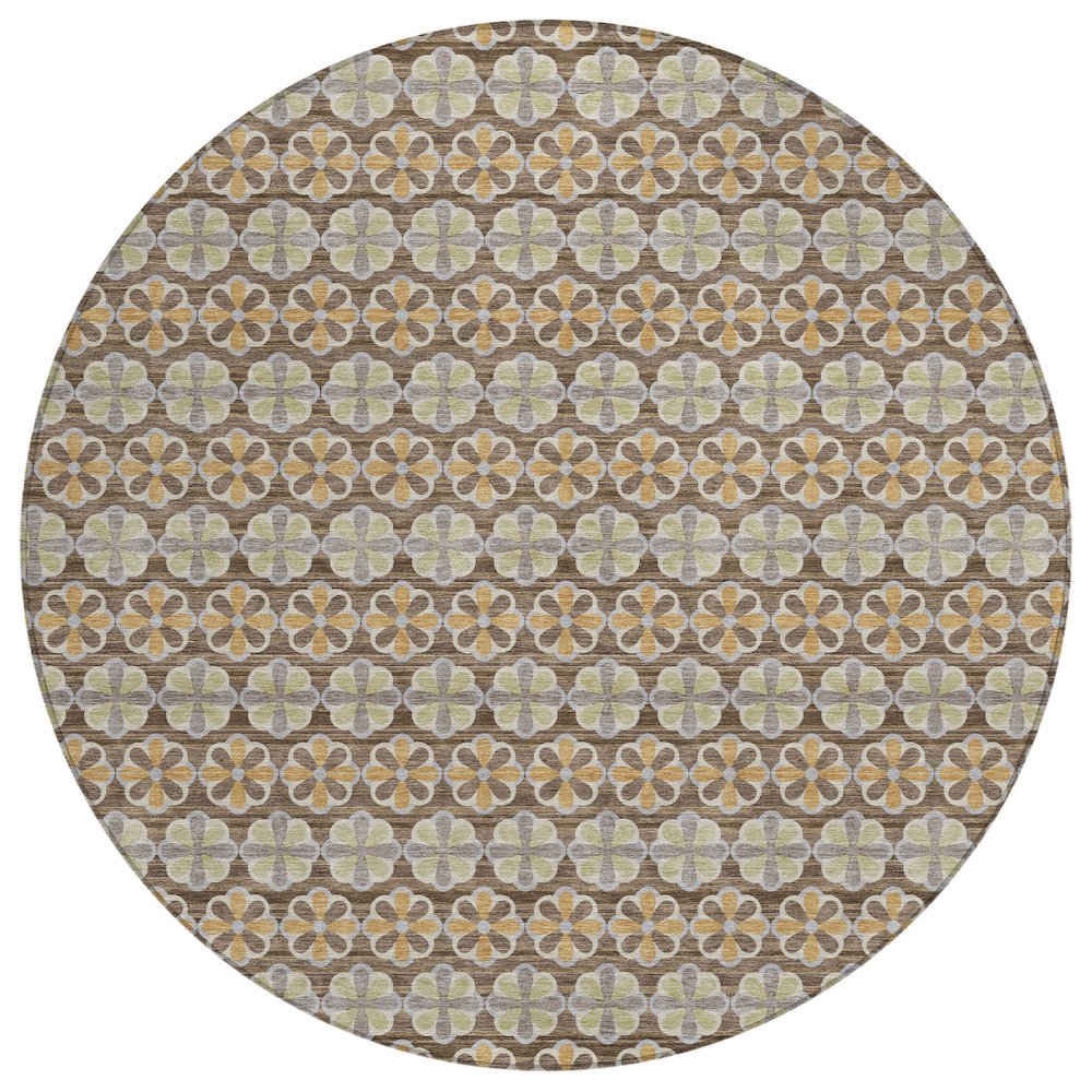 Machine Washable Indoor/Outdoor Chantille ACN2695 Brown 8' x 8' Round Rug. Picture 1