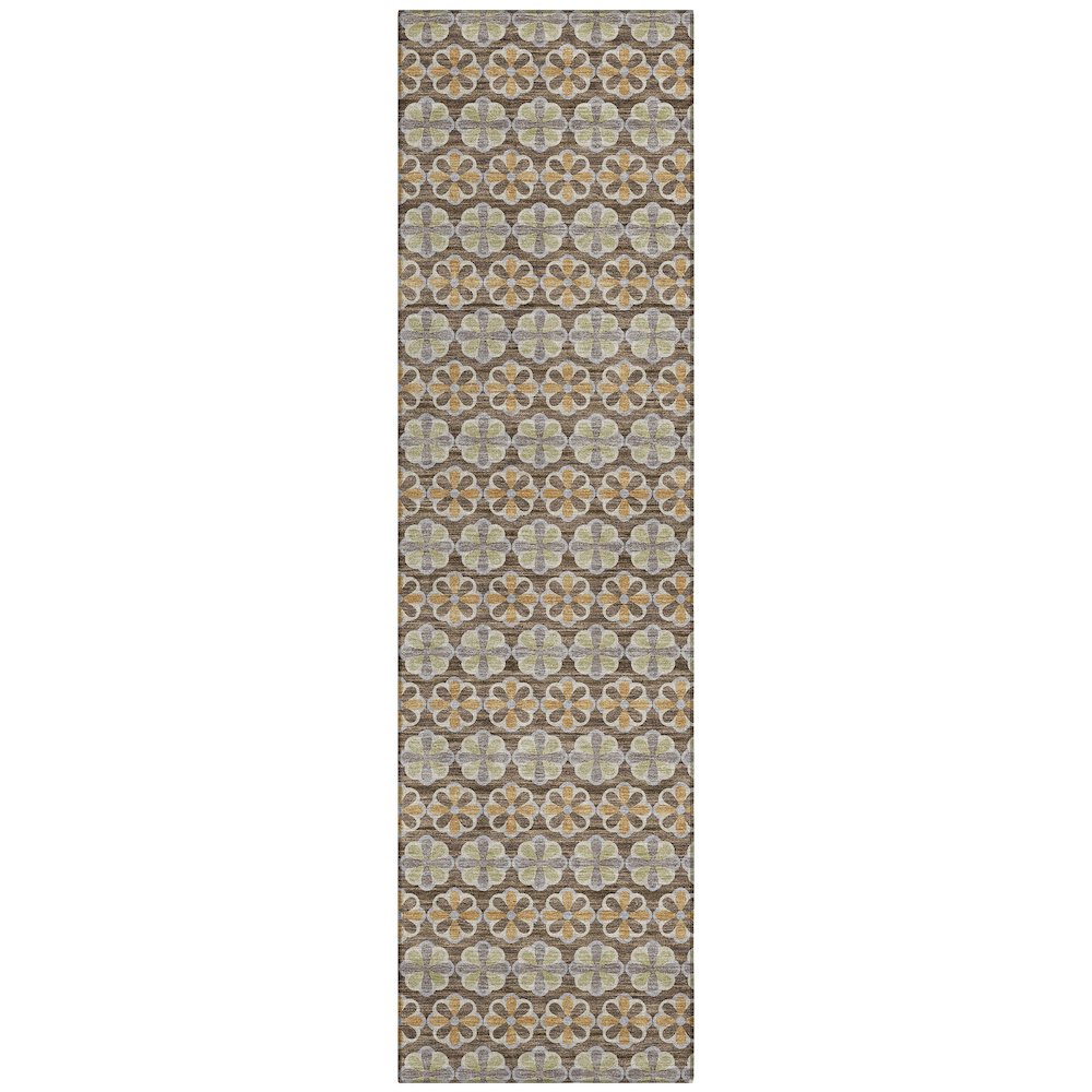 Machine Washable Indoor/Outdoor Chantille ACN2695 Brown 2'3" x 7'6" Runner Rug. Picture 1
