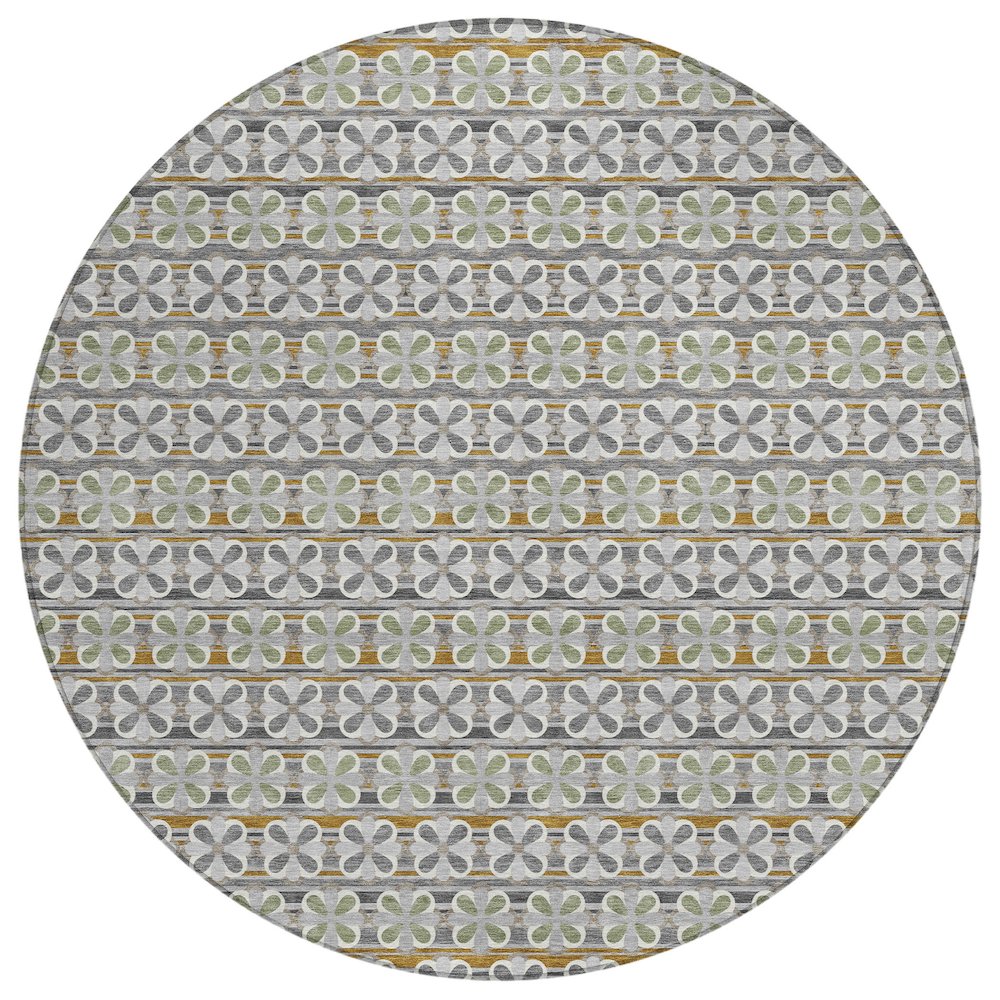 Machine Washable Indoor/Outdoor Chantille ACN2695 Gray 8' x 8' Round Rug. Picture 1