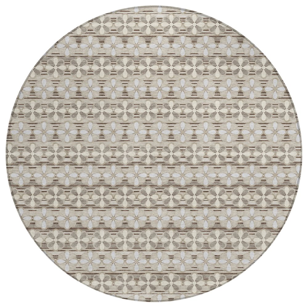 Machine Washable Indoor/Outdoor Chantille ACN2695 Ivory 8' x 8' Round Rug. Picture 1