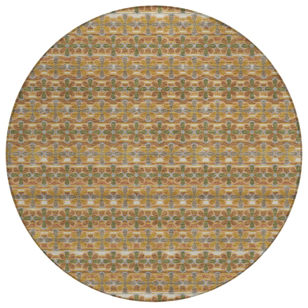 Machine Washable Indoor/Outdoor Chantille ACN2695 Orange 8' x 8' Round Rug. Picture 1