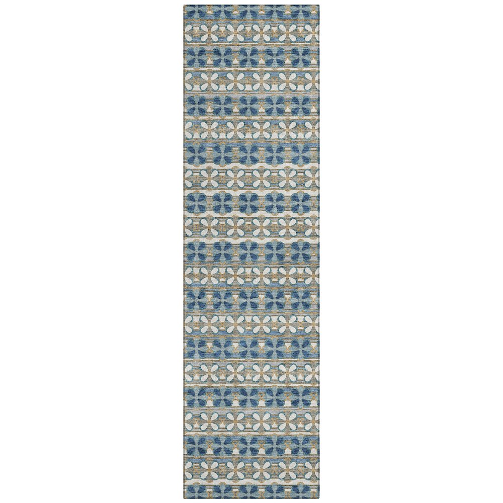 Machine Washable Indoor/Outdoor Chantille ACN2695 Teal 2'3" x 7'6" Runner Rug. Picture 1