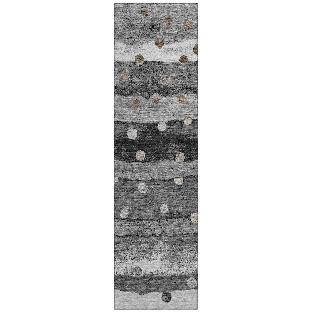 Machine Washable Indoor/Outdoor Chantille ACN2696 Black 2'3" x 7'6" Runner Rug. Picture 1