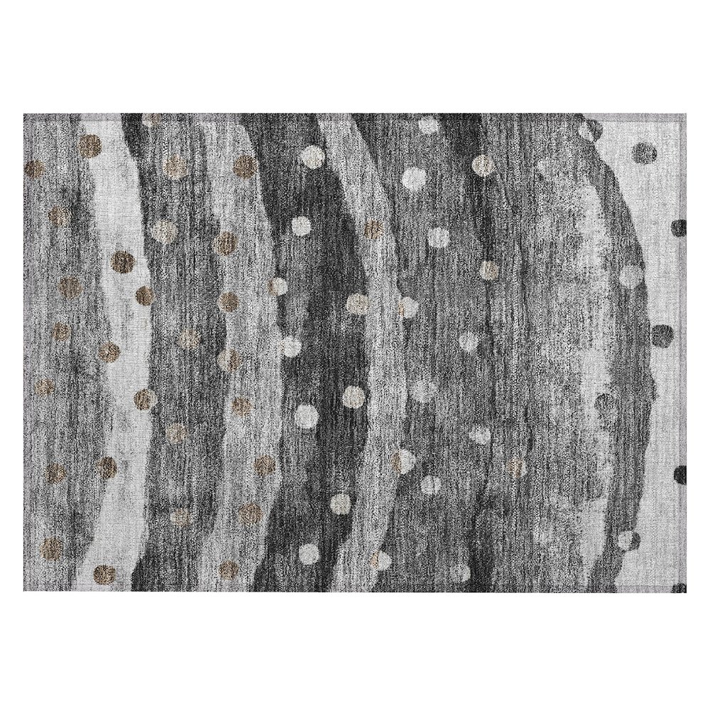 Machine Washable Indoor/Outdoor Chantille ACN2696 Black 1'8" x 2'6" Rug. Picture 1
