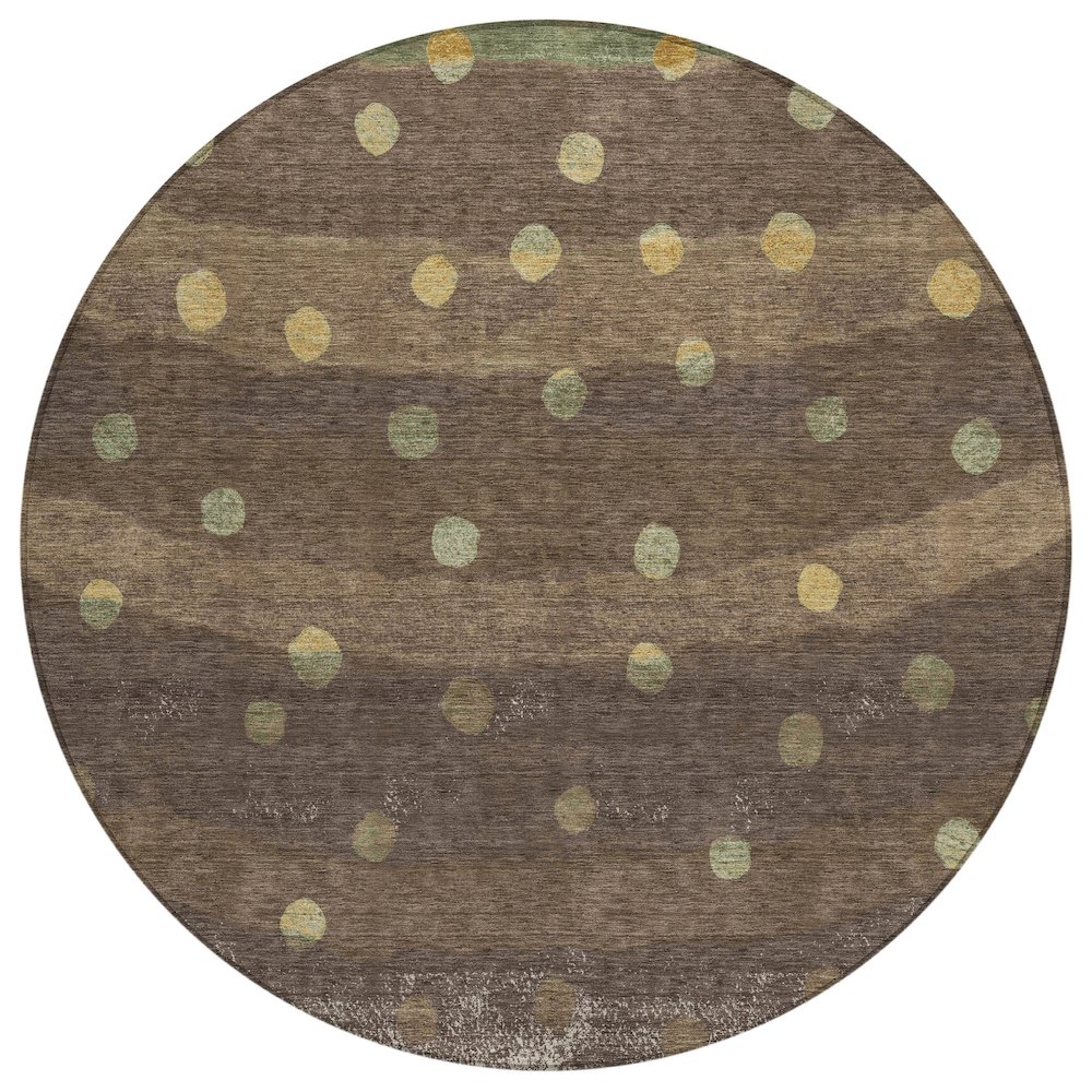Machine Washable Indoor/Outdoor Chantille ACN2696 Brown 8' x 8' Round Rug. Picture 1