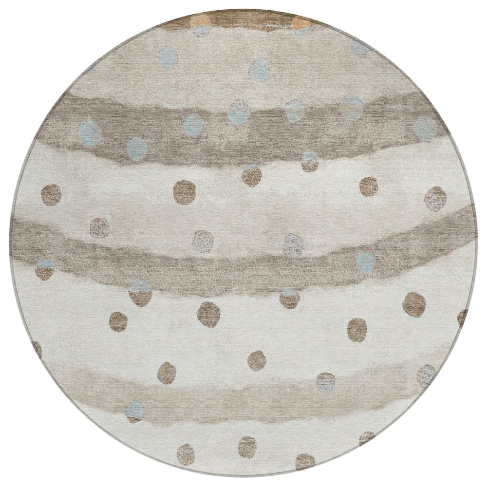 Machine Washable Indoor/Outdoor Chantille ACN2696 Ivory 8' x 8' Round Rug. Picture 1