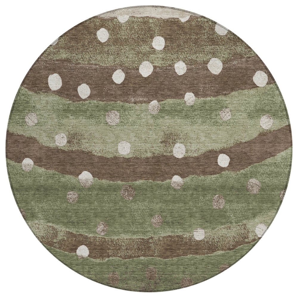Machine Washable Indoor/Outdoor Chantille ACN2696 Green 8' x 8' Round Rug. Picture 1