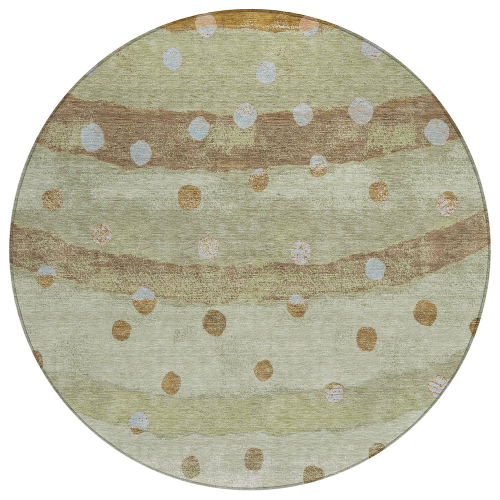 Machine Washable Indoor/Outdoor Chantille ACN2696 Green 8' x 8' Round Rug. Picture 1