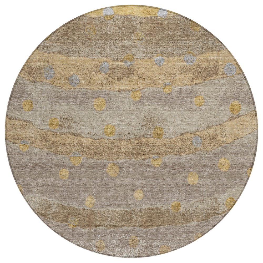 Machine Washable Indoor/Outdoor Chantille ACN2696 Brown 8' x 8' Round Rug. Picture 1