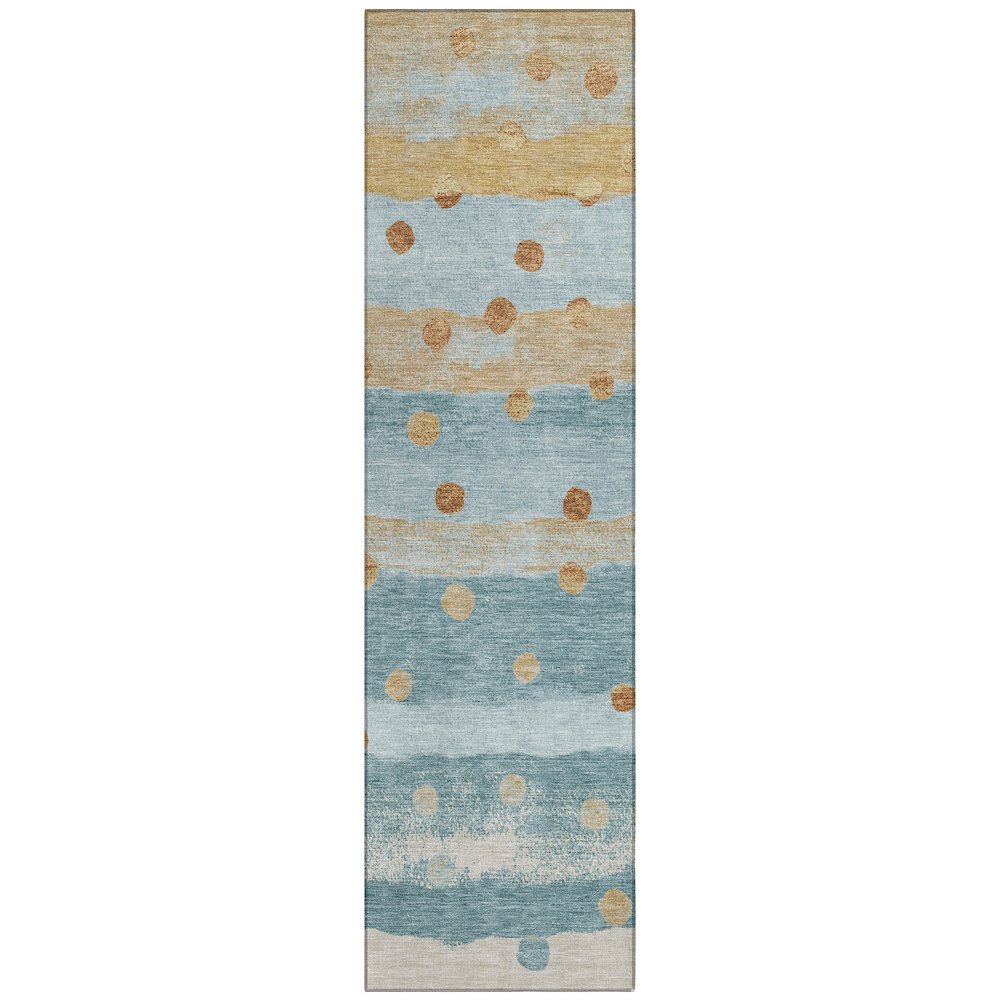 Machine Washable Indoor/Outdoor Chantille ACN2696 Teal 2'3" x 7'6" Runner Rug. Picture 1