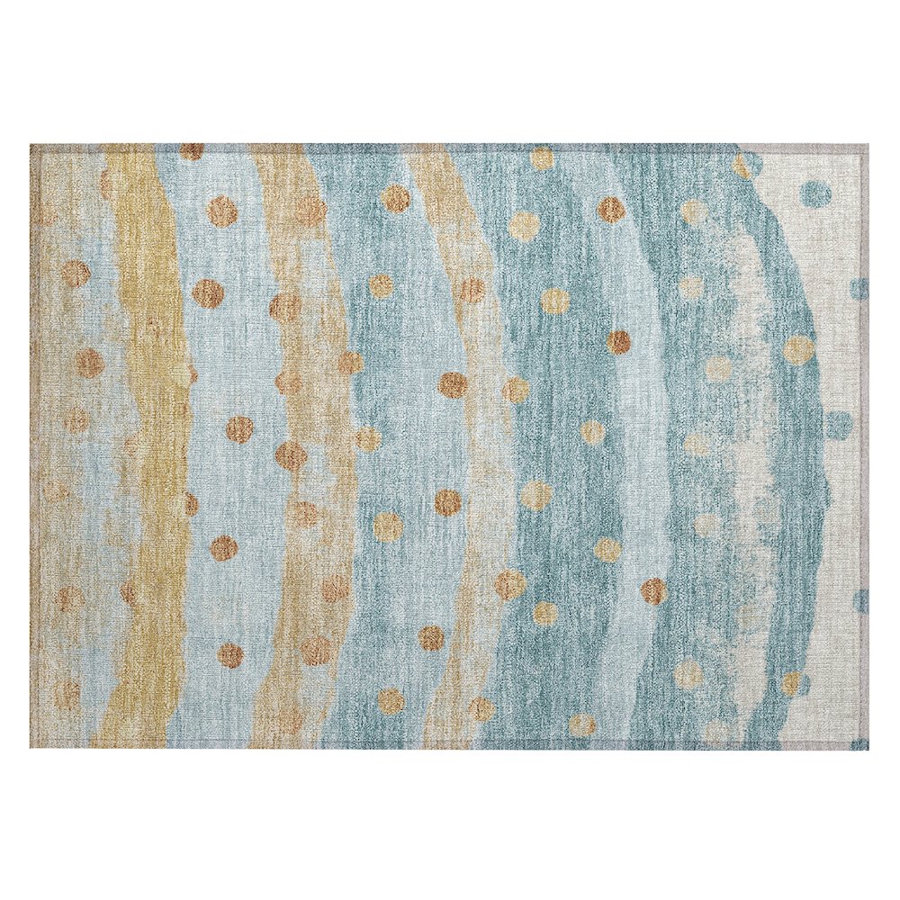 Machine Washable Indoor/Outdoor Chantille ACN2696 Teal 1'8" x 2'6" Rug. Picture 1