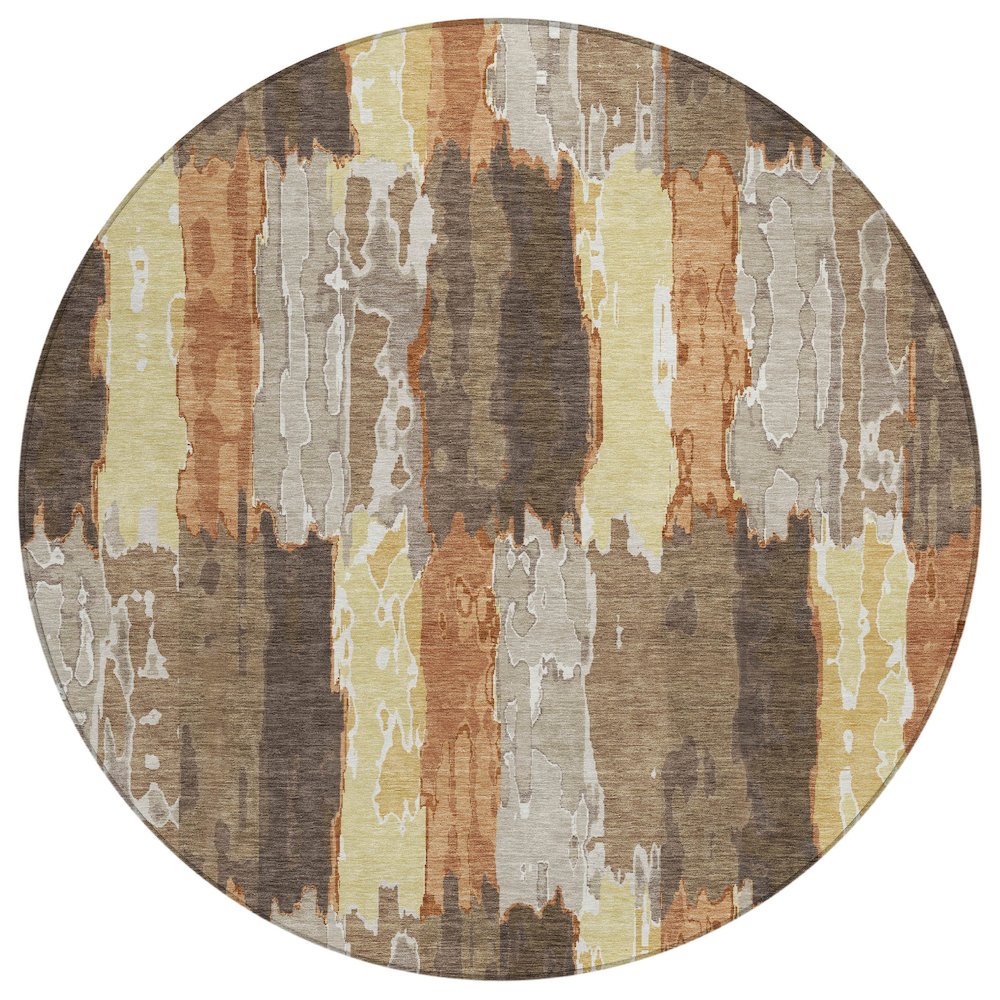 Machine Washable Indoor/Outdoor Chantille ACN2697 Brown 8' x 8' Round Rug. Picture 1