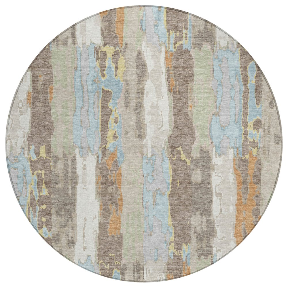 Machine Washable Indoor/Outdoor Chantille ACN2697 Ivory 8' x 8' Round Rug. Picture 1