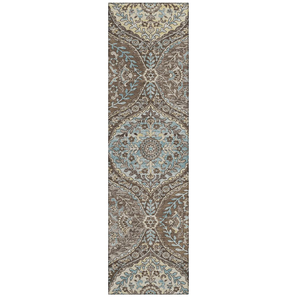 Machine Washable Indoor/Outdoor Chantille ACN2698 Brown 2'3" x 7'6" Runner Rug. Picture 1