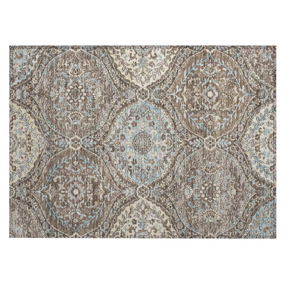Machine Washable Indoor/Outdoor Chantille ACN2698 Brown 1'8" x 2'6" Rug. Picture 1