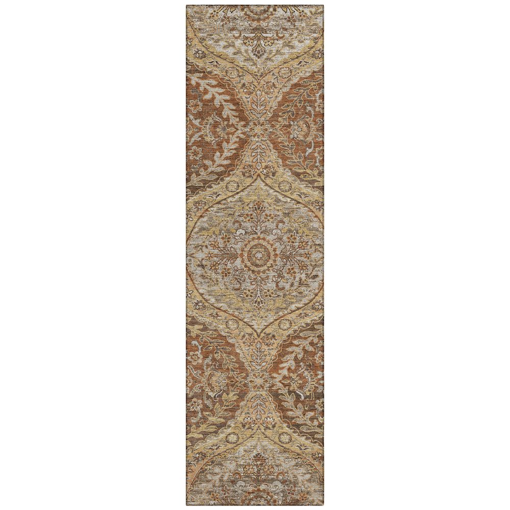 Machine Washable Indoor/Outdoor Chantille ACN2698 Orange 2'3" x 7'6" Runner Rug. Picture 1