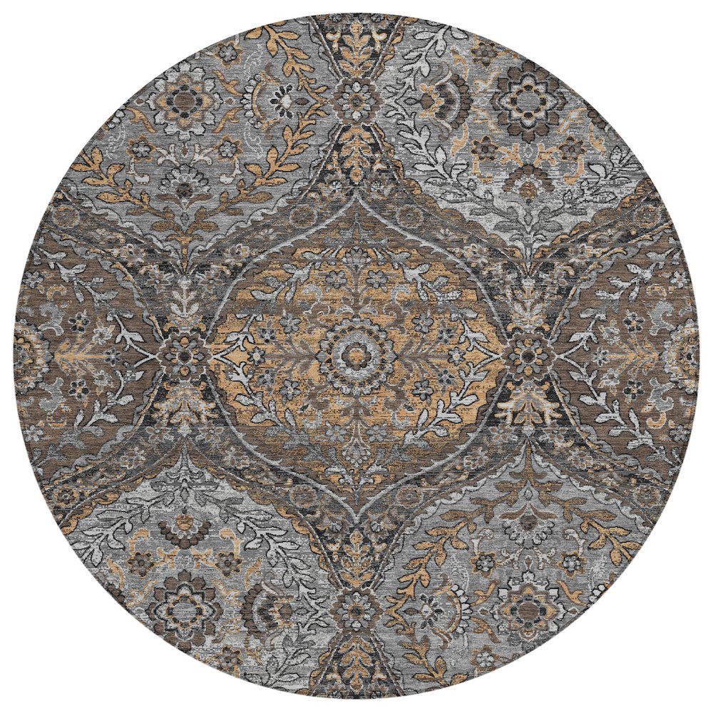 Machine Washable Indoor/Outdoor Chantille ACN2698 Gray 8' x 8' Round Rug. Picture 1