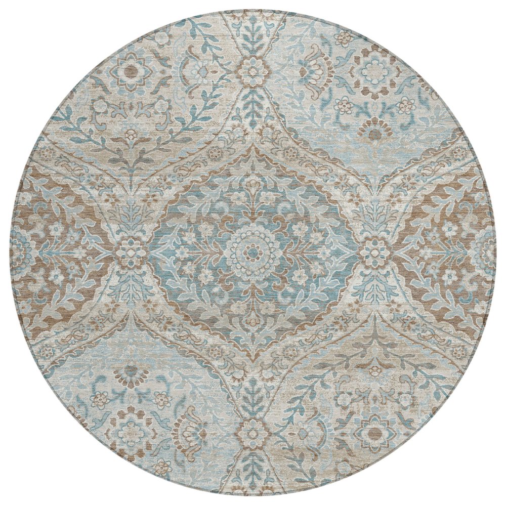 Machine Washable Indoor/Outdoor Chantille ACN2698 Ivory 8' x 8' Round Rug. Picture 1