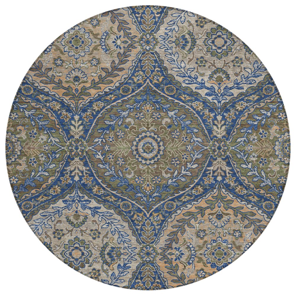 Machine Washable Indoor/Outdoor Chantille ACN2698 Blue 8' x 8' Round Rug. Picture 1