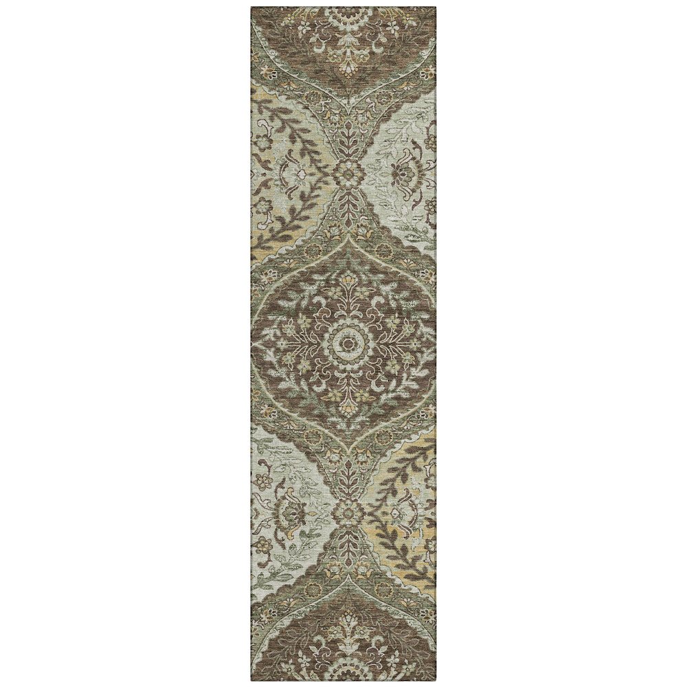 Machine Washable Indoor/Outdoor Chantille ACN2698 Green 2'3" x 7'6" Runner Rug. Picture 1