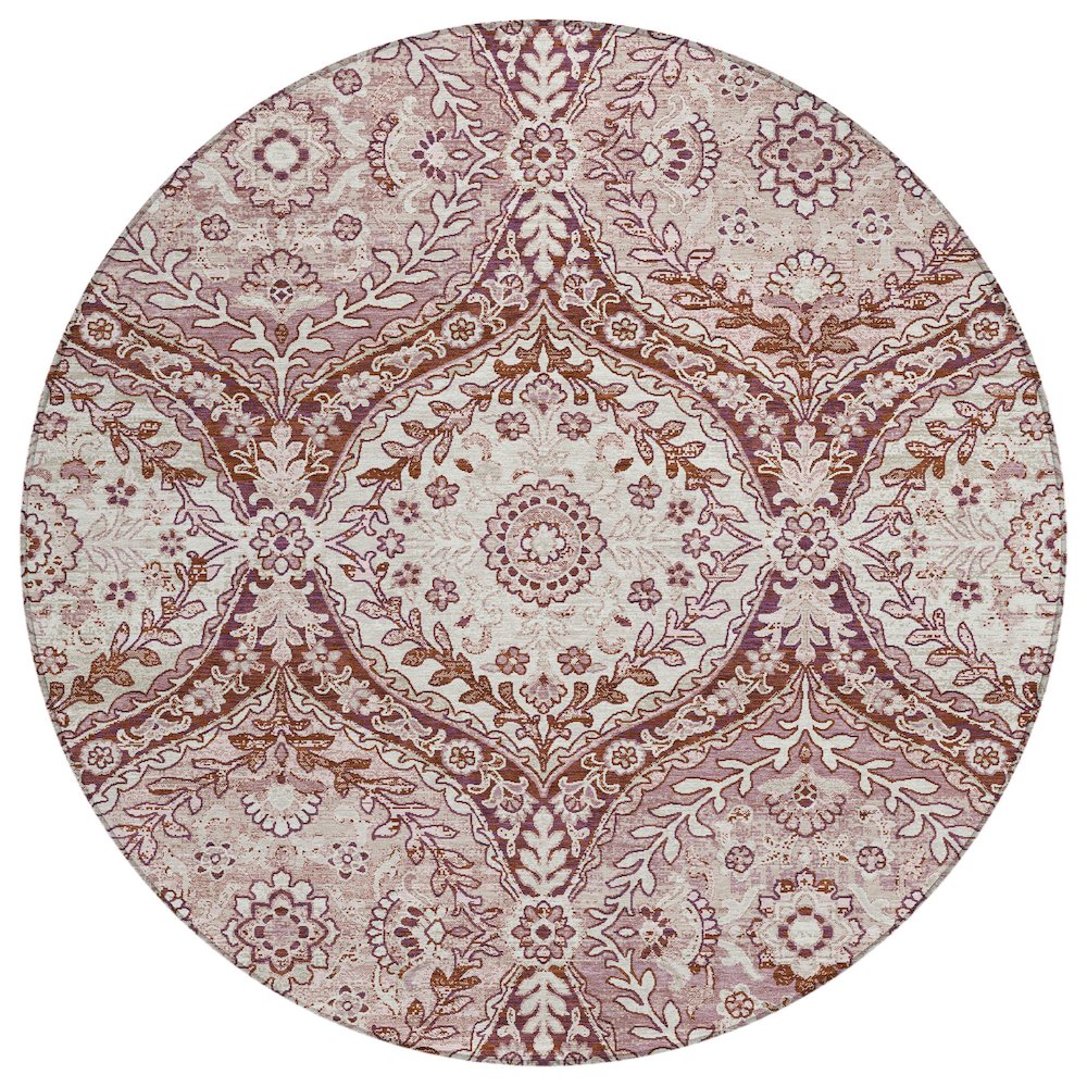 Machine Washable Indoor/Outdoor Chantille ACN2698 Pink 8' x 8' Round Rug. Picture 1