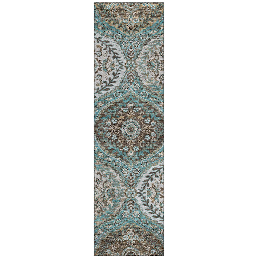 Machine Washable Indoor/Outdoor Chantille ACN2698 Teal 2'3" x 7'6" Runner Rug. Picture 1