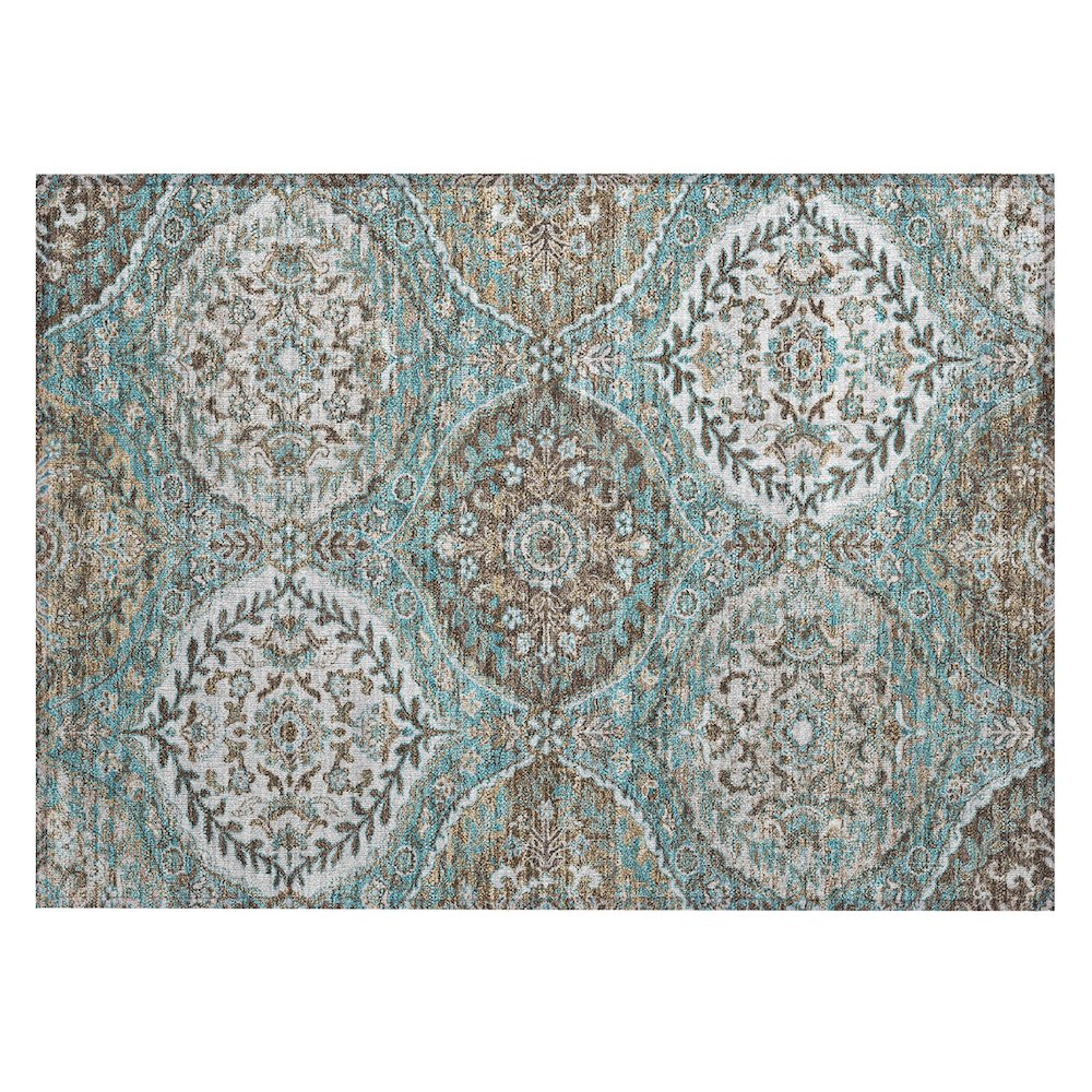 Machine Washable Indoor/Outdoor Chantille ACN2698 Teal 1'8" x 2'6" Rug. Picture 1