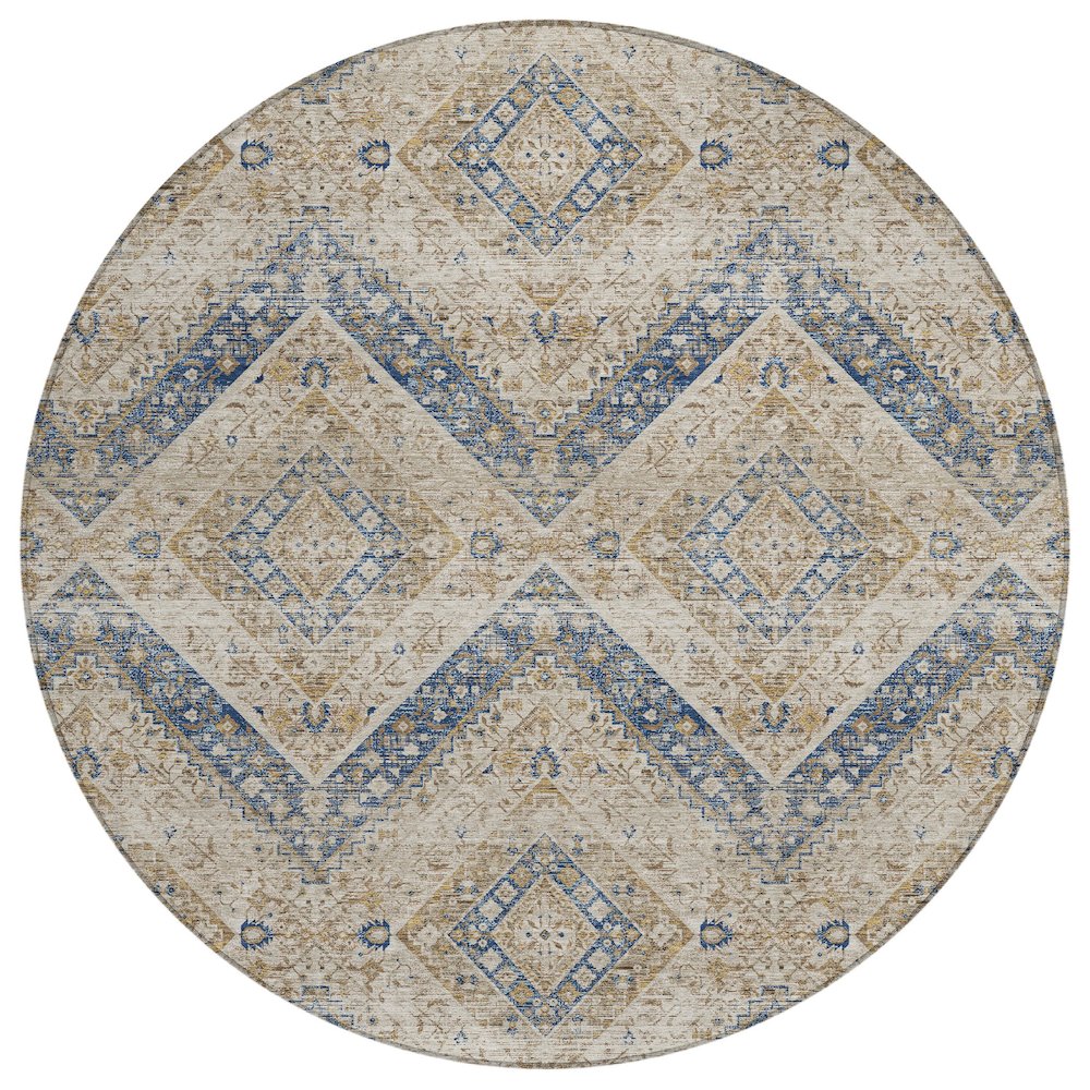 Machine Washable Indoor/Outdoor Chantille ACN2699 Brown 8' x 8' Round Rug. Picture 1