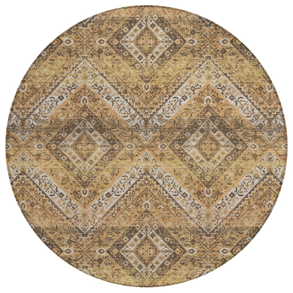 Machine Washable Indoor/Outdoor Chantille ACN2699 Orange 8' x 8' Round Rug. Picture 1