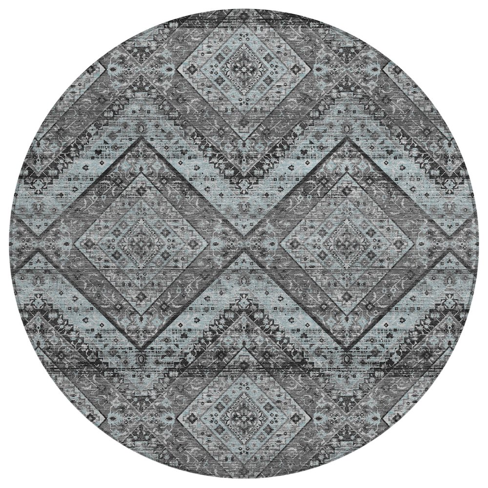 Machine Washable Indoor/Outdoor Chantille ACN2699 Gray 8' x 8' Round Rug. Picture 1