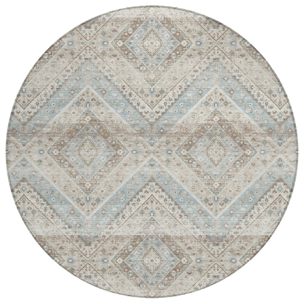 Machine Washable Indoor/Outdoor Chantille ACN2699 Ivory 8' x 8' Round Rug. Picture 1