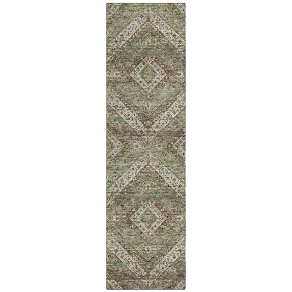 Machine Washable Indoor/Outdoor Chantille ACN2699 Green 2'3" x 7'6" Runner Rug. Picture 1