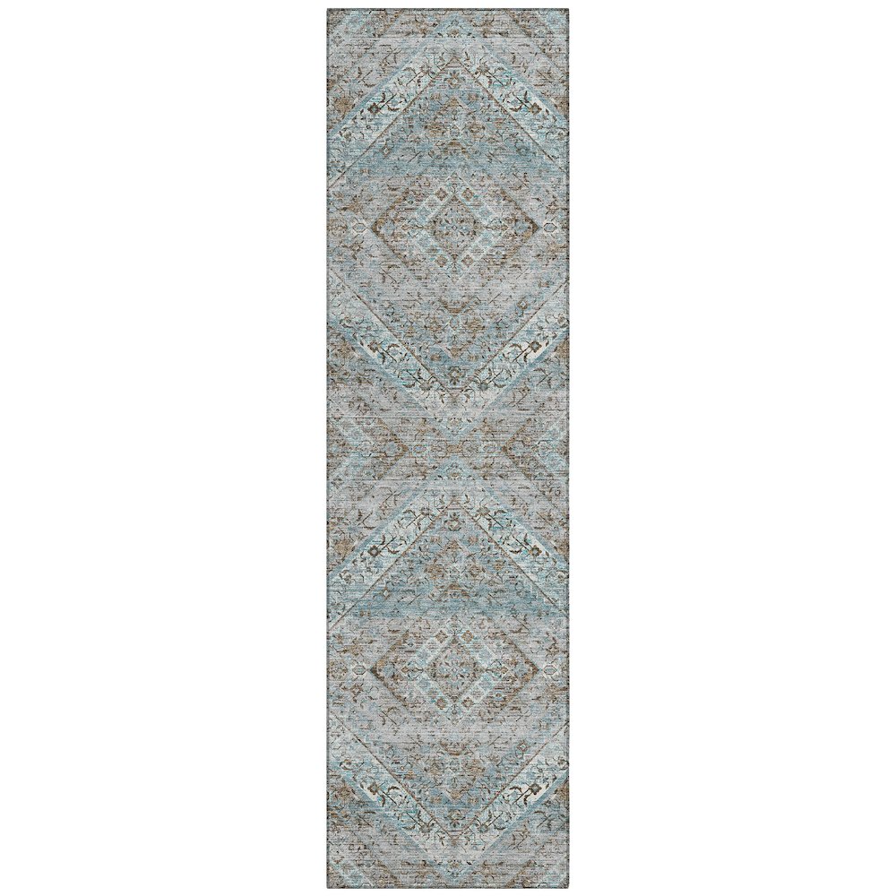 Machine Washable Indoor/Outdoor Chantille ACN2699 Teal 2'3" x 7'6" Runner Rug. Picture 1