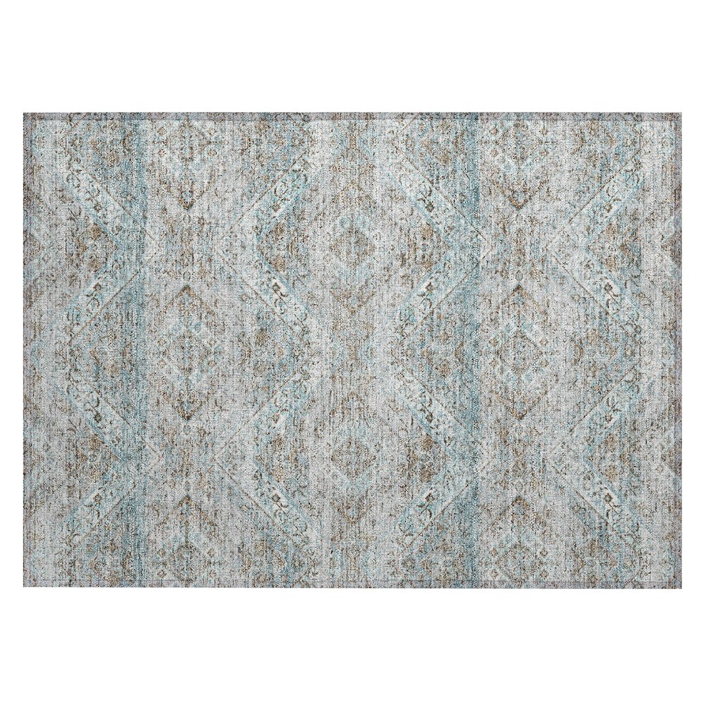 Machine Washable Indoor/Outdoor Chantille ACN2699 Teal 1'8" x 2'6" Rug. Picture 1