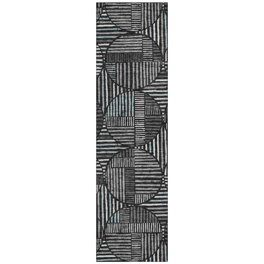 Machine Washable Indoor/Outdoor Chantille ACN2700 Black 2'3" x 7'6" Runner Rug. Picture 1