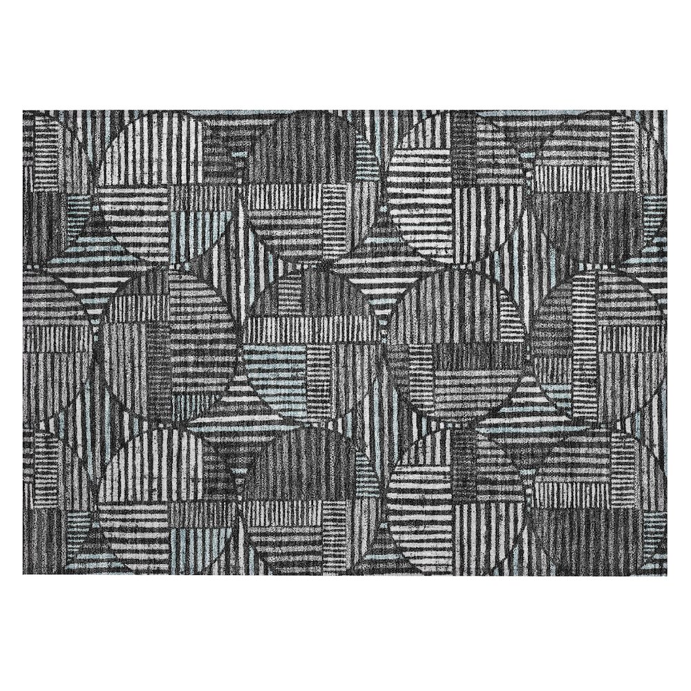 Machine Washable Indoor/Outdoor Chantille ACN2700 Black 1'8" x 2'6" Rug. Picture 1