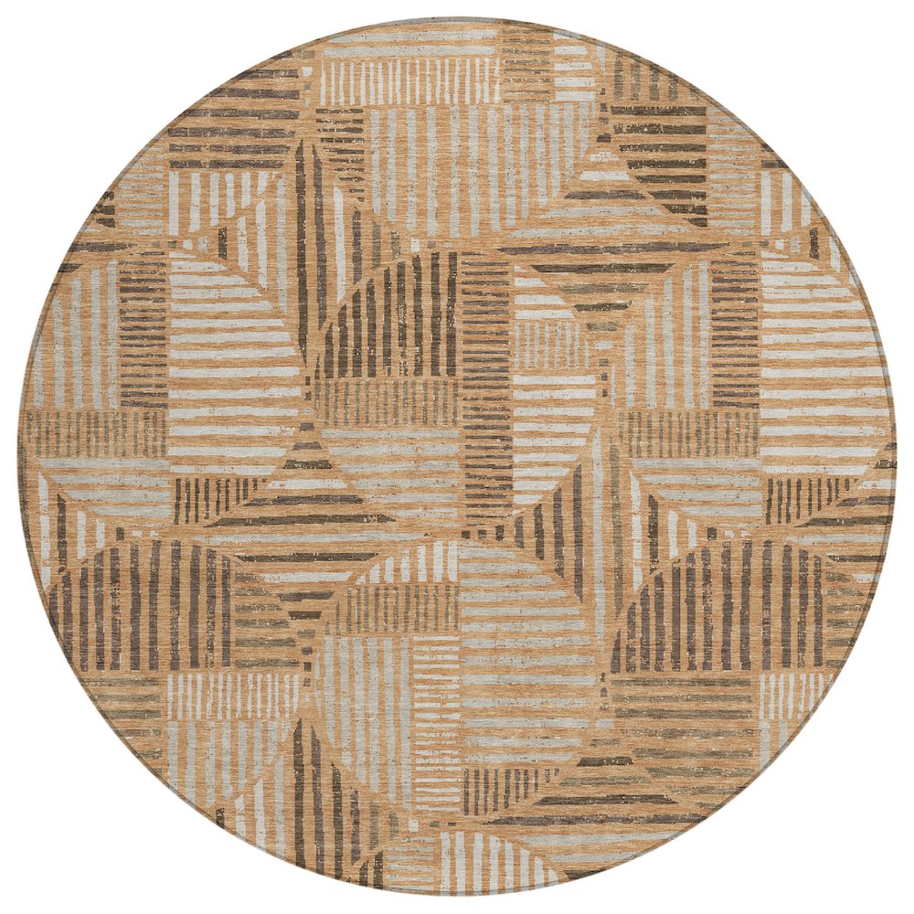 Machine Washable Indoor/Outdoor Chantille ACN2700 Orange 8' x 8' Round Rug. Picture 1