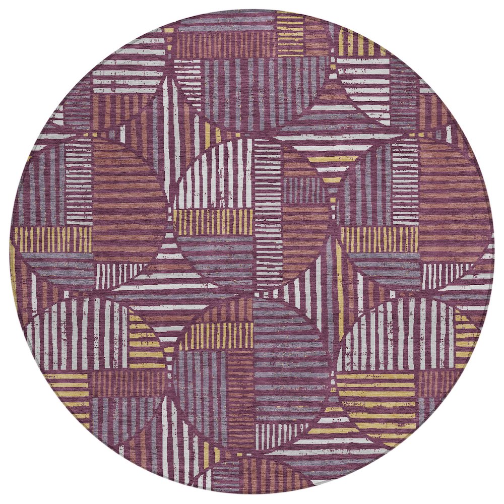 Machine Washable Indoor/Outdoor Chantille ACN2700 Purple 8' x 8' Round Rug. Picture 1