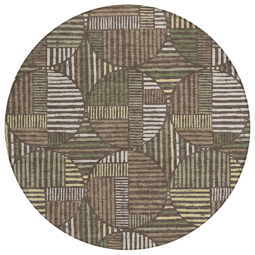 Machine Washable Indoor/Outdoor Chantille ACN2700 Brown 8' x 8' Round Rug. Picture 1