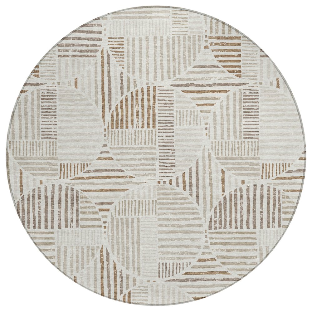 Machine Washable Indoor/Outdoor Chantille ACN2700 Ivory 8' x 8' Round Rug. Picture 1
